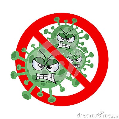 Icon of stop Coronavirus. Prevention methods Covid-19. Corona Virus in Wuhan, China, stop the pandemic Vector Illustration